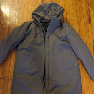 Men’s Gray Hooded Winter Parka Jacket – Minimalist Techwear Style, 5XL